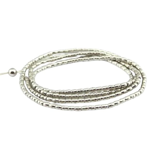 Silver Seed Bead Long Necklace – Lightweight Statement Layer for Everyday or Par - Picture 1 of 1